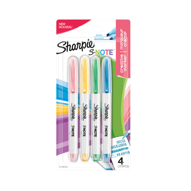 Markeerstift Sharpie S-note assorti blister à 4 stuks