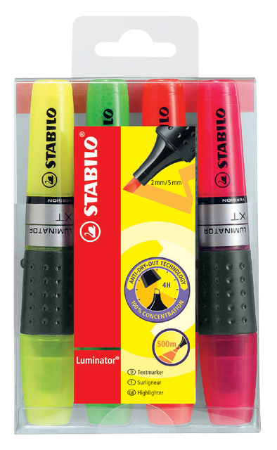 Markeerstift STABILO Luminator XT assorti 71/4 assorti etui à 4 stuks