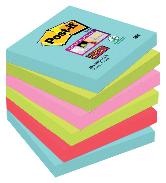 Memoblok Post-it 654 Super Sticky 76x76mm Cosmic