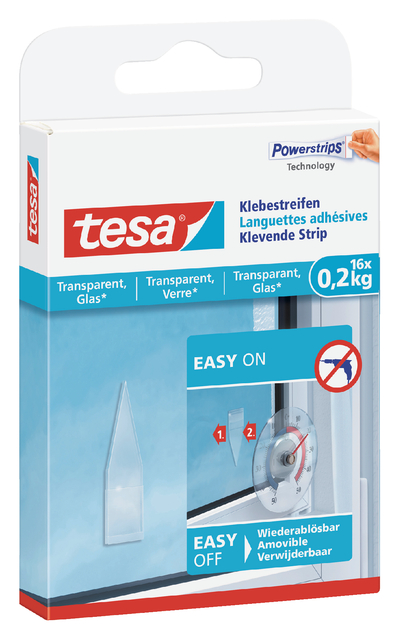 Kleefstrips tesa® dubbelzijdig transparant 0,2kg 16 stuks