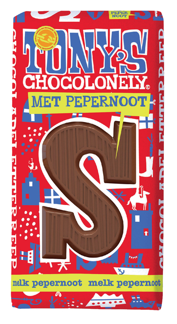 Chocoladeletter Tony’s Chocolonely melk pepernoot S 180gr