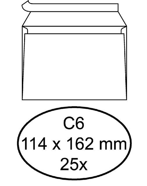 Envelop Quantore bank C6 114x162mm zelfklevend wit 25stuks