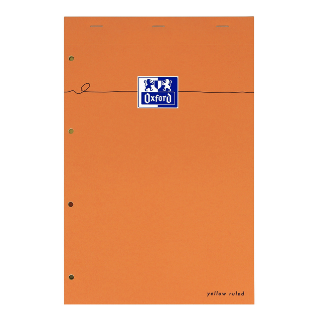 Cursusblok Oxford Orange Notepad A4+ lijn 4-gaats 160 pagina’s 80gr oranje