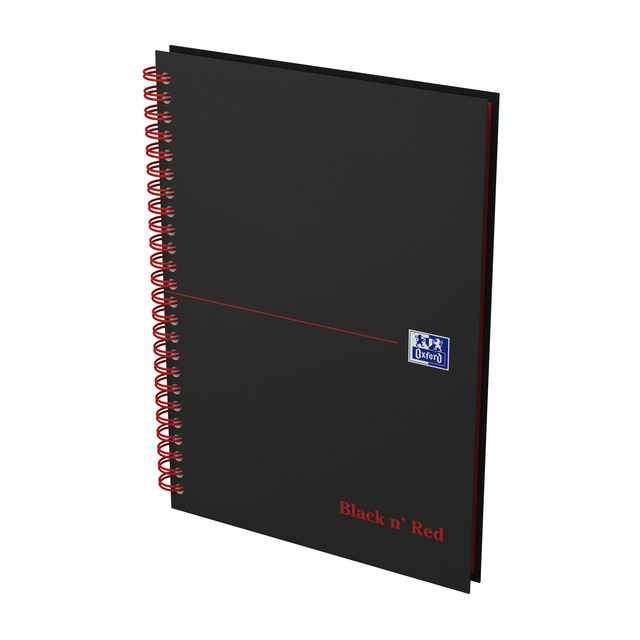 Spiraalblok Oxford Black n’ Red A5 lijn 140 pagina’s 80gr