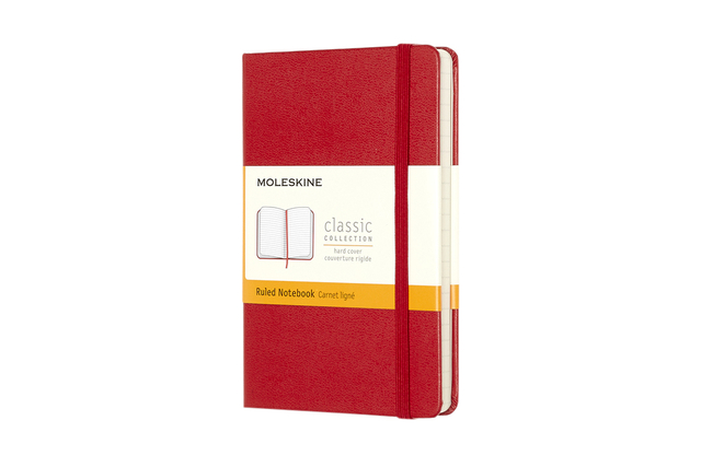 Notitieboek Moleskine pocket 90x140mm lijn hard cover rood