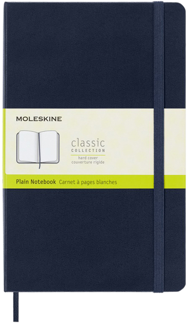 Notitieboek Moleskine large 130x210mm blanco hard cover sapphire blue