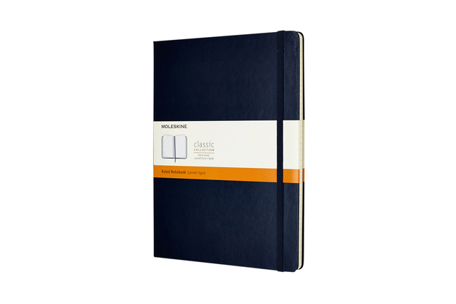 Notitieboek Moleskine XL 190x250mm lijn hard cover sapphire blue