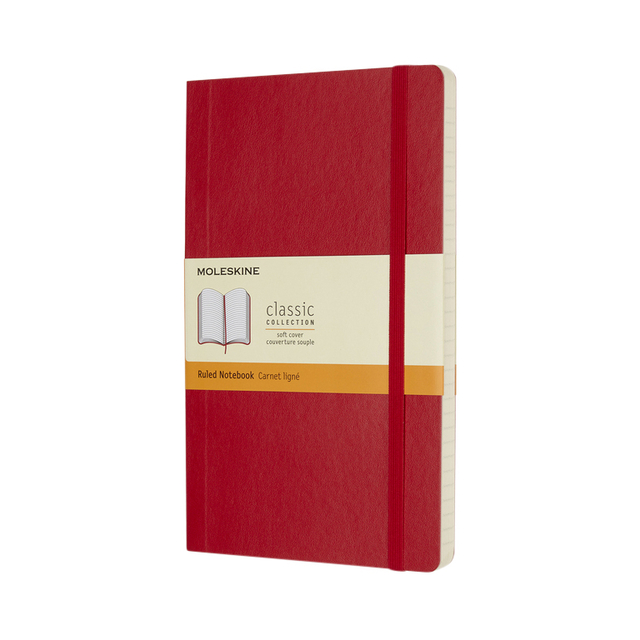 Notitieboek Moleskine large 130x210mm lijn soft cover scarlet red