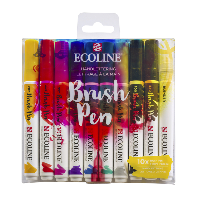 Brushpen Talens Ecoline Handlettering blister à 10 stuks assorti