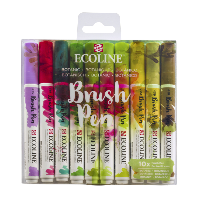 Brushpen Talens Ecoline set botanisch blister à 10 stuks assorti