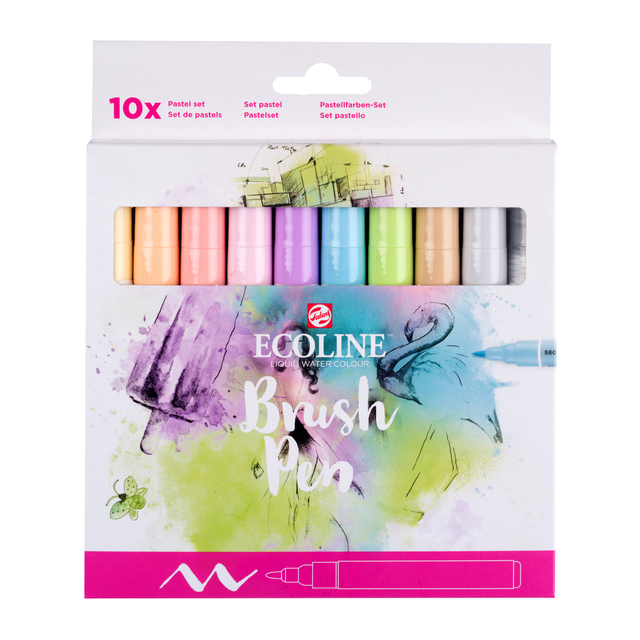 Brushpen Talens Ecoline Pastel blister à 10 stuks assorti