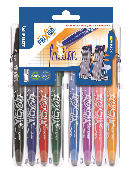 Rollerpen PILOT friXion medium assorti Set2Go à 8 stuks