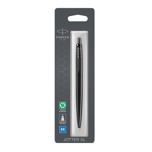 Balpen Parker Jotter XL Monochrome black medium blister à 1 stuk