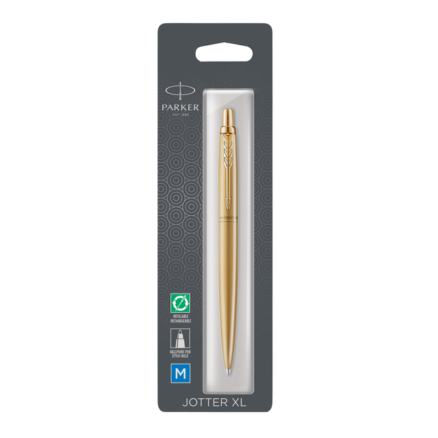 Balpen Parker Jotter XL Monochrome gold medium blister à 1 stuk