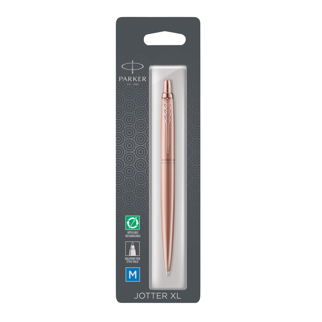 Balpen Parker Jotter XL Monochrome pink gold medium blister à 1 stuk