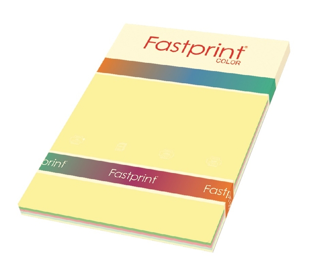 Kopieerpapier Fastprint A4 80gr 5 zachte kleuren 250 vel