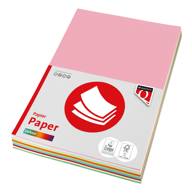 Kopieerpapier Quantore Colour A4 80gr 10kleuren x25vel 250vel