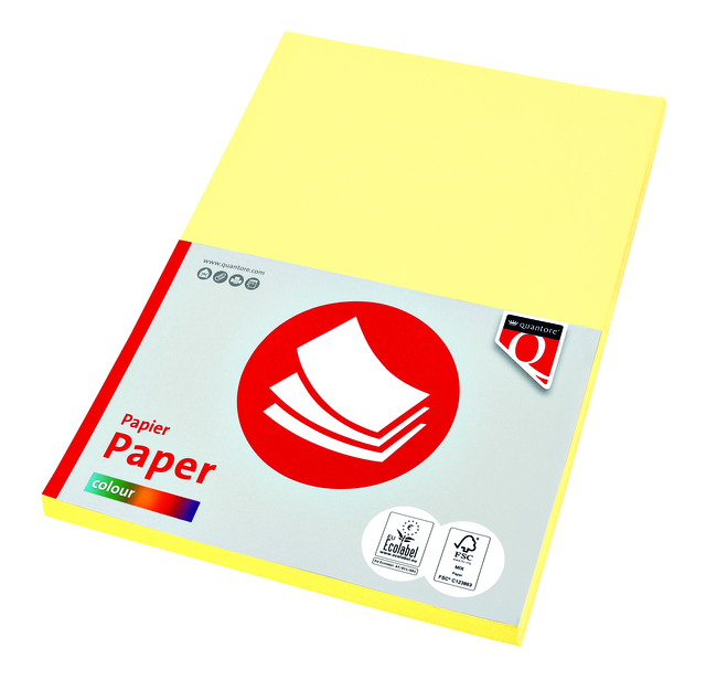 Kopieerpapier Quantore Colour A4 160gr kanariegeel 50vel