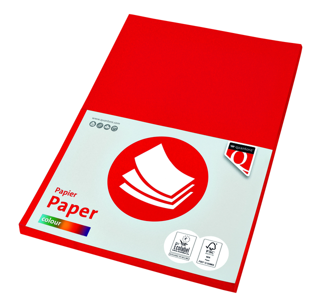 Kopieerpapier Quantore Colour A4 160gr felrood 50vel