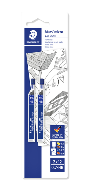 Potloodstift Staedtler Mars Carbon Micro 0.7mm HB blister 2 stuks