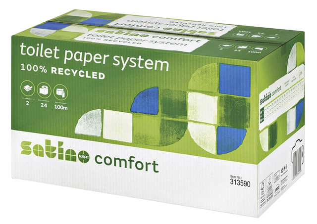 Toiletpapier Satino Comfort JT3 systeemrol 2-laags 724vel wit 317960