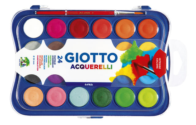 Gouache Giotto 30mm doos à 24 kleuren met penseel