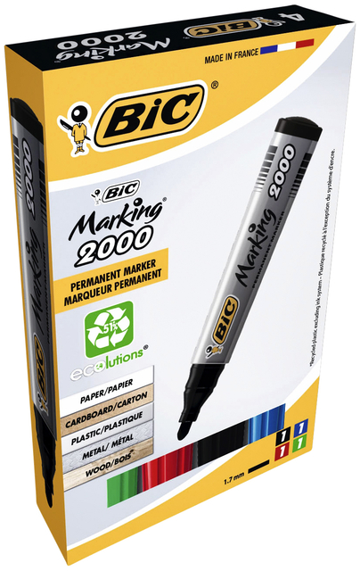 Viltstift Bic 2000 ecolutions rond large assorti doos à 4 stuks