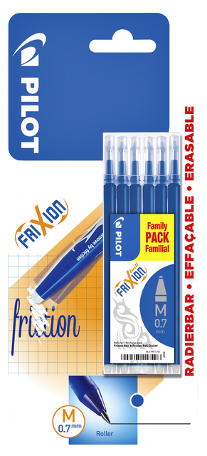 Rollerpenvulling Pilot friXion medium blauw blister à 6 stuks