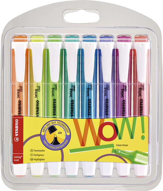 Markeerstift STABILO Swing cool 275/8 Wow assorti etui à 8 stuks