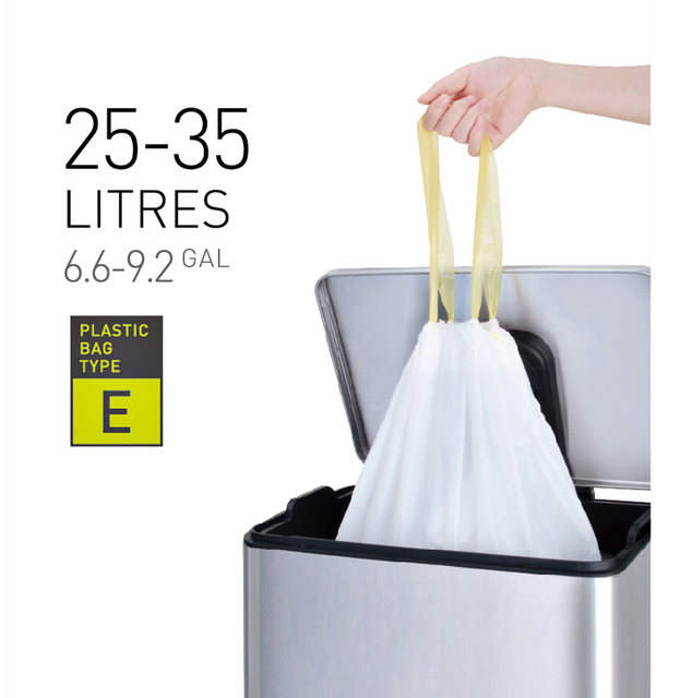 Afvalzak EKO MDPE type E met trekband 55x70cm 25-35L wit