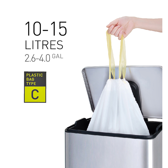 Afvalzak EKO MDPE type C met trekband 45x50cm 10-15L wit