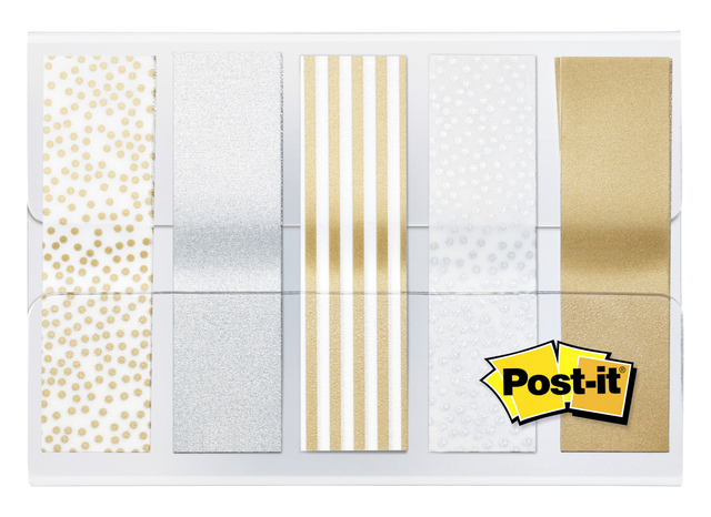 Indextabs Post-it 684 12mmx43mm metallic motief goud zilver