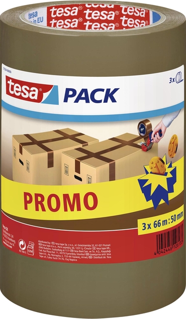 Verpakkingstape tesapack® 66mx50mm bruin promopack