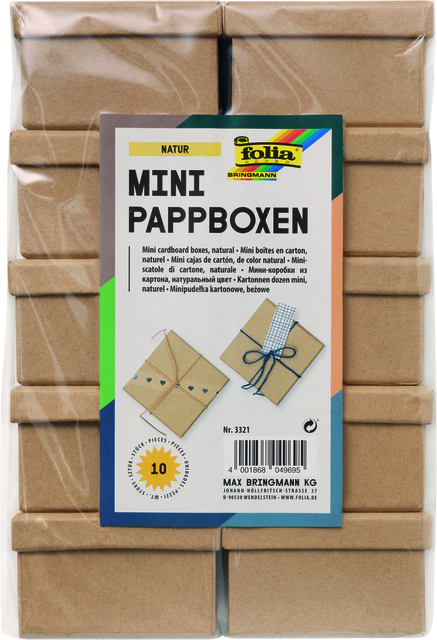 Doos karton Folia mini 7,5×7,5×4,5cm 10 stuks kraft