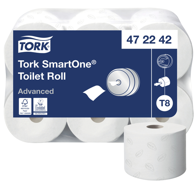 Toiletpapier Tork SmartOne® T8 advanced 2 laags 1150 vel wit 472242