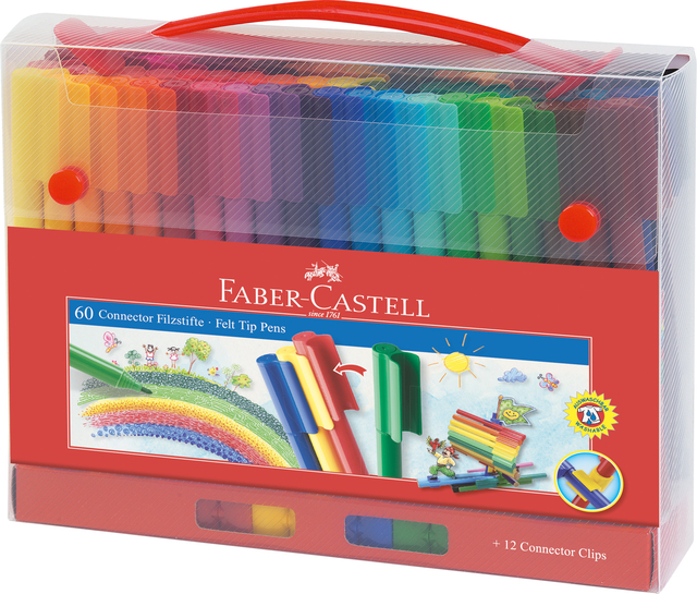 Kleurstiften Faber-Castell Connector assorti koffer à 60 stuks