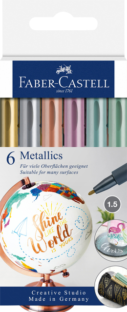 Viltstift Faber-Castell metallic assorti blister à 6 stuks