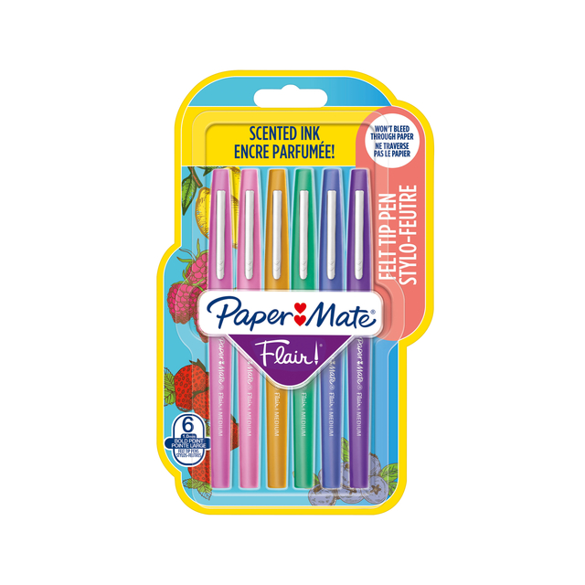 Fineliner Paper Mate Flair met geur blister à 6 kleuren