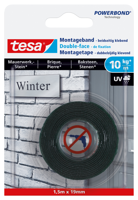 Montagetape tesa® Powerbond baksteen dubbelzijdig 1,5mx19mm