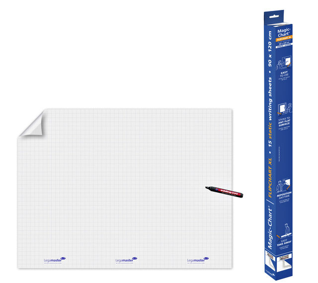 Magic-Chart Legamaster flipchart XL 90x120cm wit met ruit