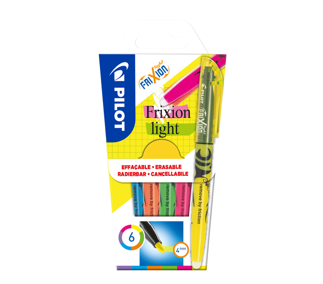 Markeerstift PILOT friXion light assorti set à 6 stuks