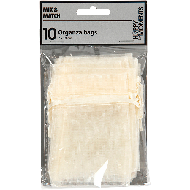 Organza zakjes Creativ Company 7x10cm 10 stuks off-white 10 zak