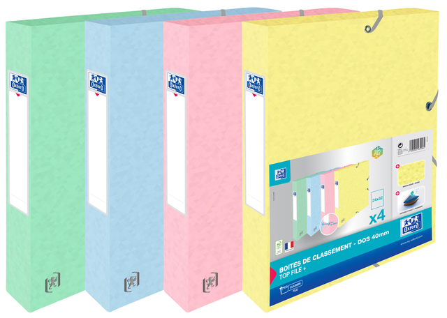 Elastobox Oxford Top File+ A4 40mm pastel assorti 4 stuks