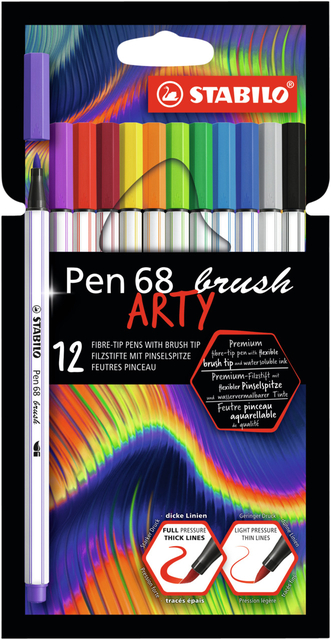 Brushstift STABILO Pen 568/12 Arty assorti etui à 12 stuks