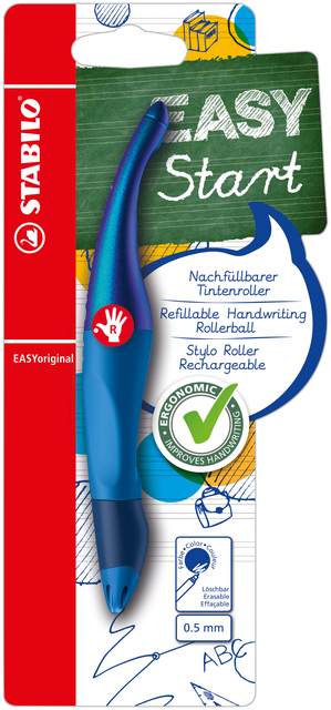 Rollerpen STABILO Easyoriginal rechtshandig holograph edition medium blauw blister à 1 stuk