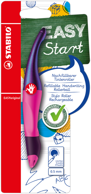 Rollerpen STABILO Easyoriginal rechtshandig holograph edition medium magenta blister à 1 stuk