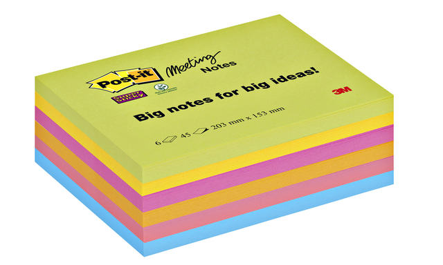 Memoblok Post-it 8645 Super Sticky 203x153mm assorti