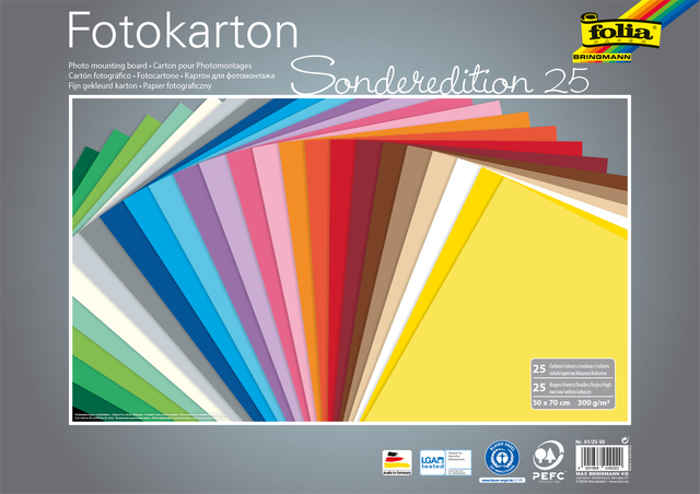 Fotokarton Folia 2-zijdig 50x70cm 300gr 25vel assorti