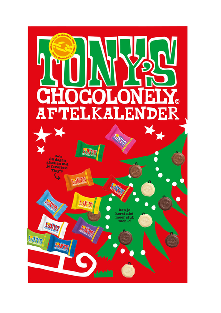 Chocolade Tony’s Chocolonely Kerst big Tiny calendar 225gr assorti