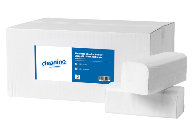 Handdoek Cleaninq Z-vouw 2laags 22x24cm 3200stuks